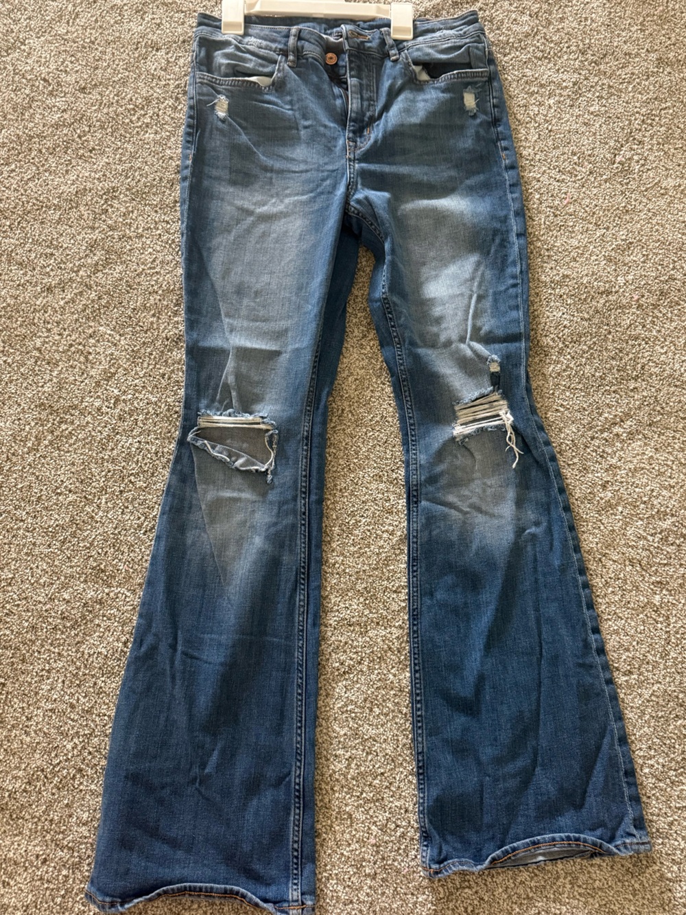 Divided Women's Distressed Flare Jeans - Blue